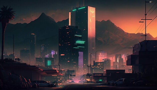 Concept art de la ville du futur
