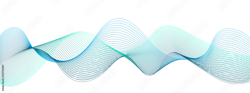Poster abstract colorful blue lines on a white background. blending gradient colors. digital frequency trac