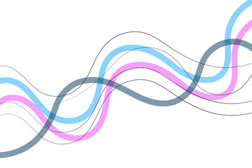 Abstract colorful curved lines on white paper background.