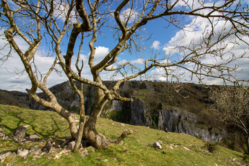 Cheddar Gorge the village of Cheddar, Somerset, England