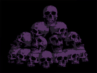 Skulls On black background