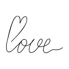 Fototapeta premium Vector image of a valentine in the style of a doodle. The inscription on Valentine's Day. A heart with an inscription about love