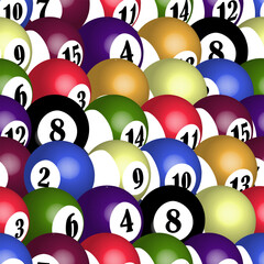 billiard balls seamless vector pattern for billiard rooms, bars, scenes and web resources in the style of sports and recreation