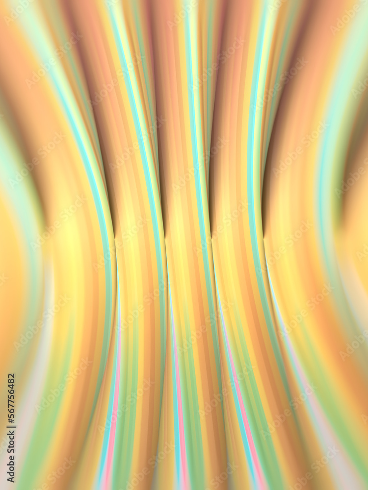 Aufkleber Multi colored gradient waves, trendy geometric background. 3d rendering digital illustration