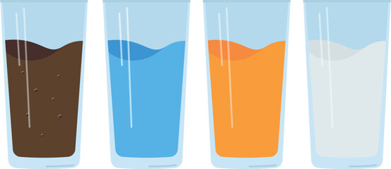 Glasses with different liquids