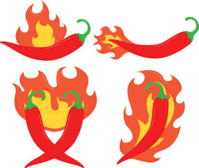 Hot pepper set, vector illustration