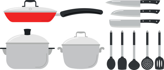 Set of kitchen utensils, vector illustration