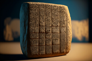 Illustrated Treasures: Uncovering the Sumerian Cuneiform Tablets - obrazy, fototapety, plakaty