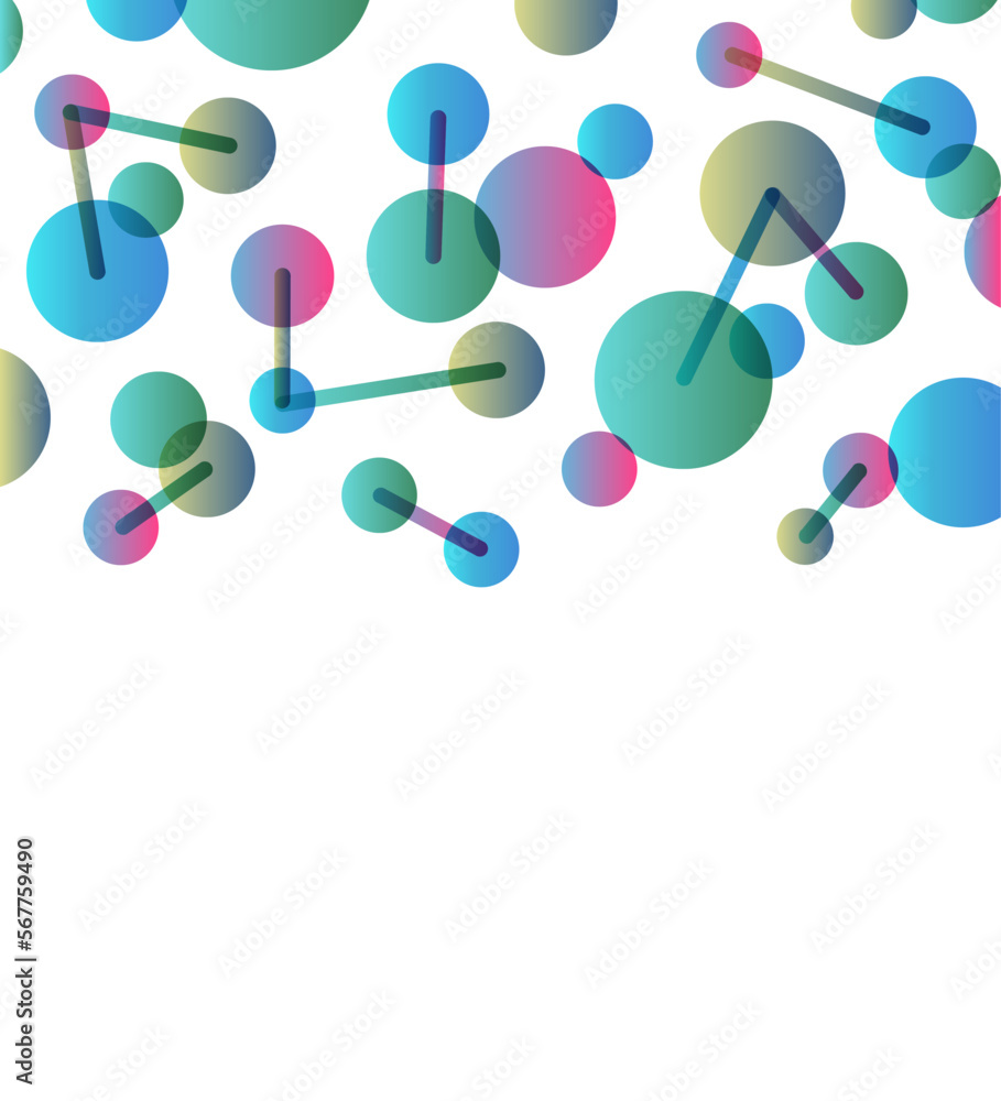 Poster abstract network and networking concept with colorful dots connected by lines. modern design with co