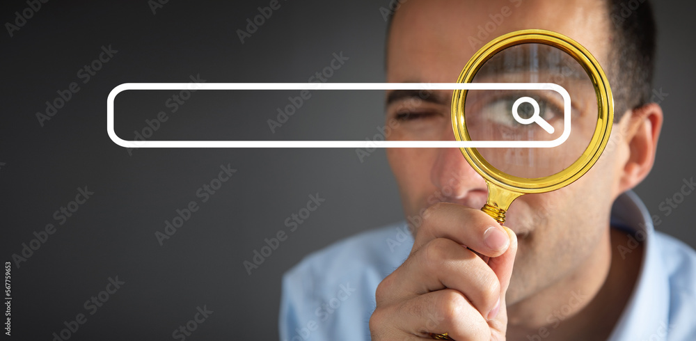 Poster searching for information in internet. search. internet. network. technology
