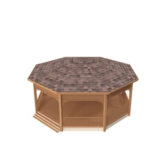 Vintage Garden Wooden Gazebo on transparent background