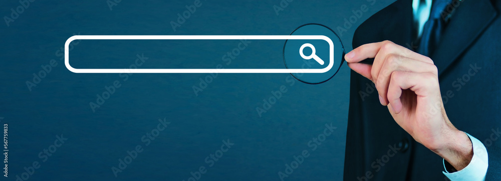 Poster searching for information in internet. search. internet. network. technology