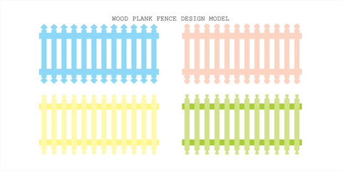 Wooden plank fence design model