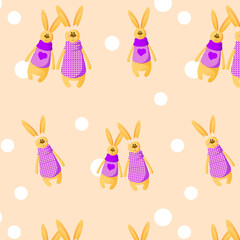 Cute pattern with rabbits and hearts © Svetlana Ruin