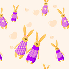 Cute pattern with rabbits and hearts © Svetlana Ruin