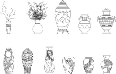 Vintage vase illustration vector sketch for decoration
