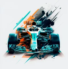 Cercles muraux F1 illustration of an background with F1 formula car- Created with Generative AI Technology