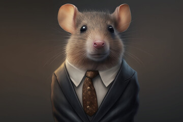 Small but Mighty: Portrait of a Determined Mouse in a Stylish Business Suit. Generative AI