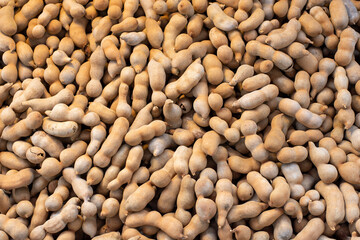 Tamarind on display at a market in India, Asia.