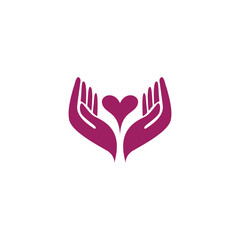 Fototapeta na wymiar hand and heart logo design vector illustration