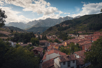 Fototapeta na wymiar Mountain village in Picos de Europa