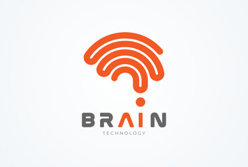 Brain Logo, modern brain logo with line style, flat design logo template element, vector illustration
