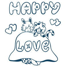 poster congratulations on valentine's day. Illustration with text. Vector objects for design and printing. Postcard for Valentine's day. linear design. 