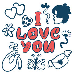 poster congratulations on valentine's day. Illustration with text. Vector objects for design and printing. Postcard for Valentine's day. linear design. 