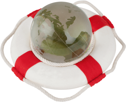 Life ring with a globe in it - environmental protection concept