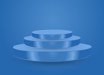 3 stack of Blue 3Ds Stage or podium, stand. Vector stage for showing products display