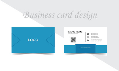 Business card design template, Clean and simple blue color professional business card template, double sided business card design