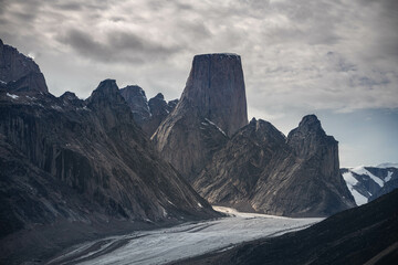 Iconic granite rock of Mt.Asgard towers in arctic valley of Akshayuk pass, Baffin Island, Canada © Mariana Ianovska