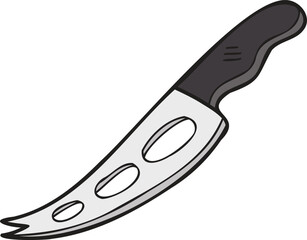 Hand Drawn cheese knife illustration in doodle style
