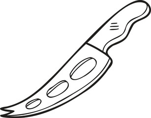 Hand Drawn cheese knife illustration in doodle style