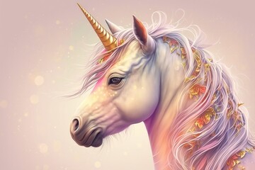 Naklejka na ściany i meble vector illustration,cute rainbow pegasus unicorn ,Rainbow colors Hair, fantasy magic unicorn,Generative ai