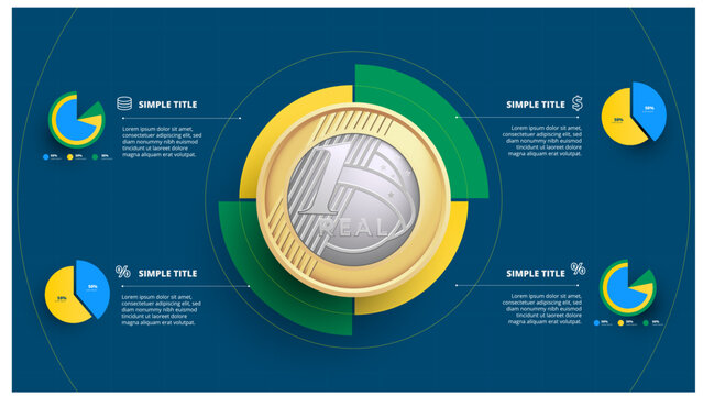 Layout infogr&aacute;fico moeda vetor realista 
