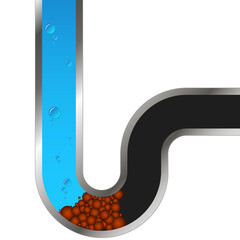 Clogged water pipe. Sign for repair and service of plumbing