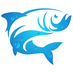 Fish silhouette with water drops