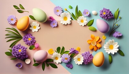 Easter Card With Eggs and Flowers IA