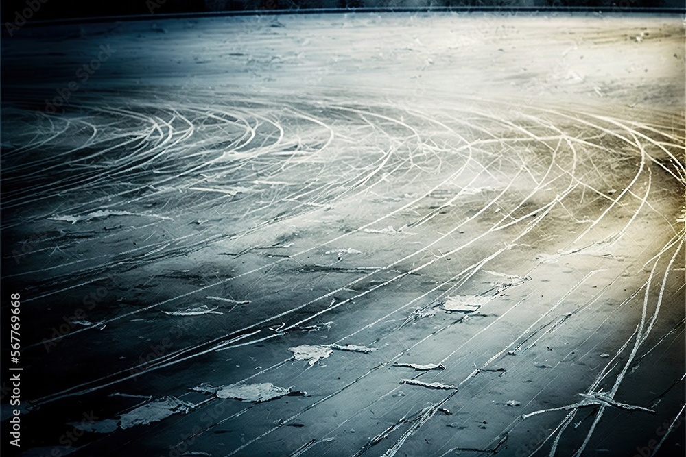 Poster an abstract photo of a person riding a skateboard on a track with lines drawn on the ground in front