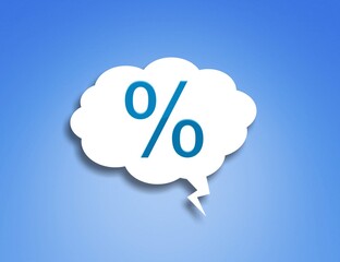 Percent sign symbol on colored background.