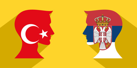 Fototapeta na wymiar face to face concept. turkey vs serbia. vector illustration