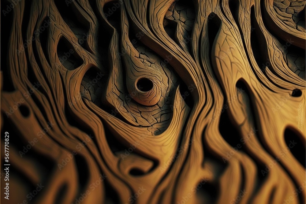 Poster a close up view of a wooden surface with a circular hole in the middle of it and a circular hole in 