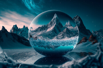 Fototapeta na wymiar Fairytale fantasy cold planet. Generative AI