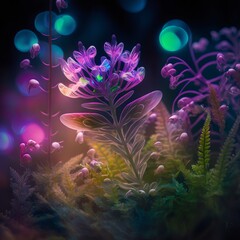 Fototapeta na wymiar flower at night close up in the sun Generative AI