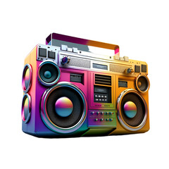 Vintage boombox sound system. 1980s Boom Box Cassette Tape Player. Old school vintage radio tape recorder doodle double cassette speaker. Retro technology. AI-generated Content