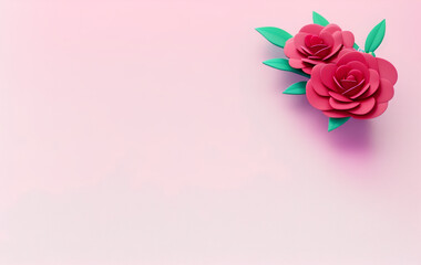 Pink flowers Background, cute 3d render, pastel color palette, 4k