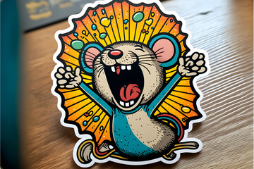 happy mouse sticker, generative ai