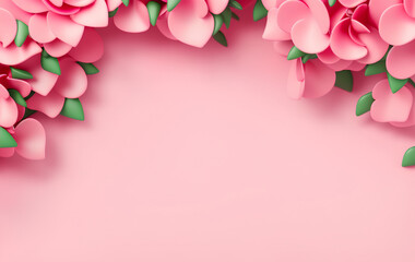 Fototapeta na wymiar Pink hearts Background, cute 3d render, pastel color palette, 4k.