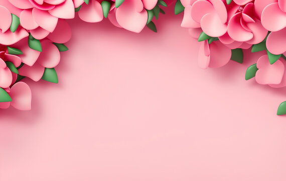 Pink hearts Background, cute 3d render, pastel color palette, 4k.